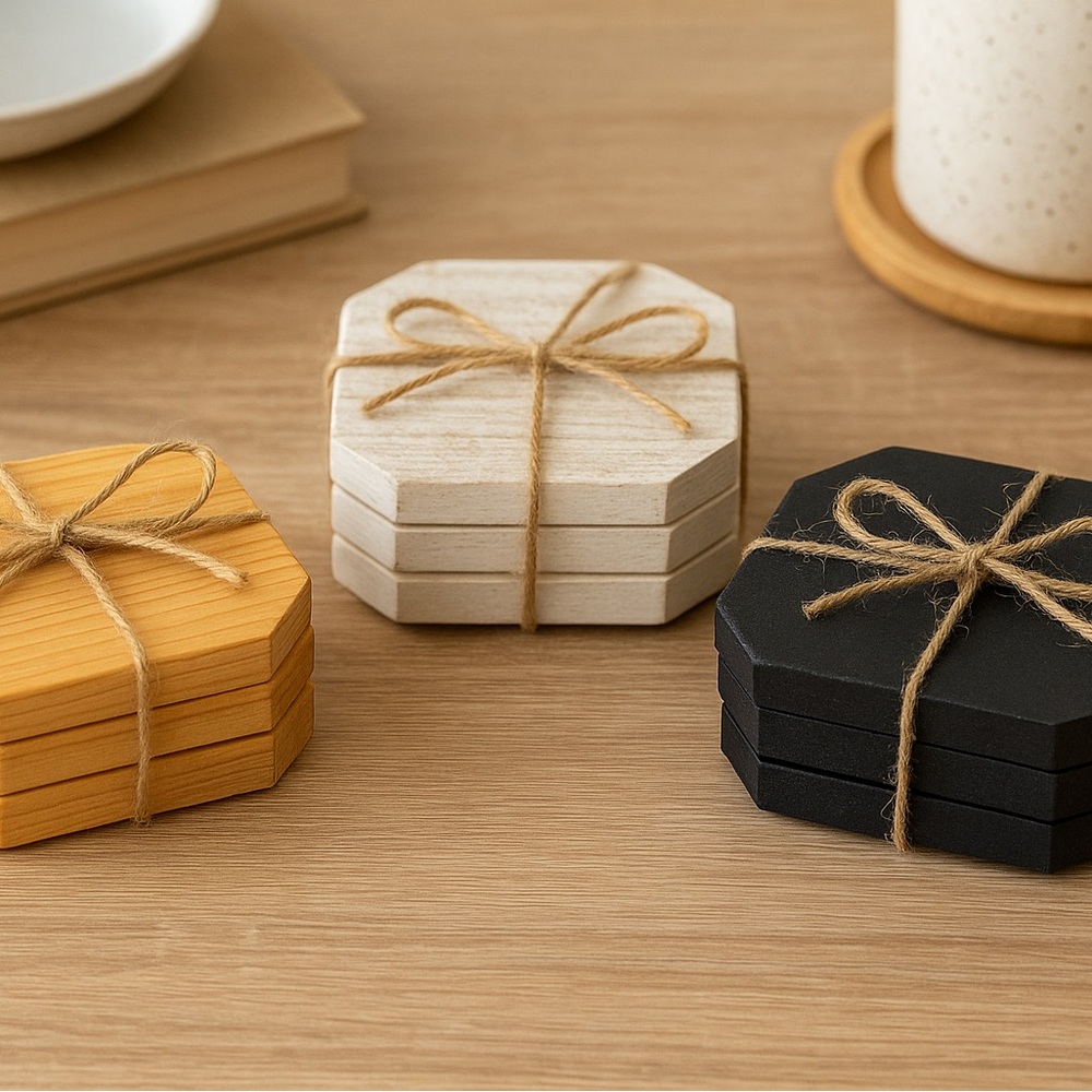 Rustic Wooden Coasters – Set of 4 Handmade